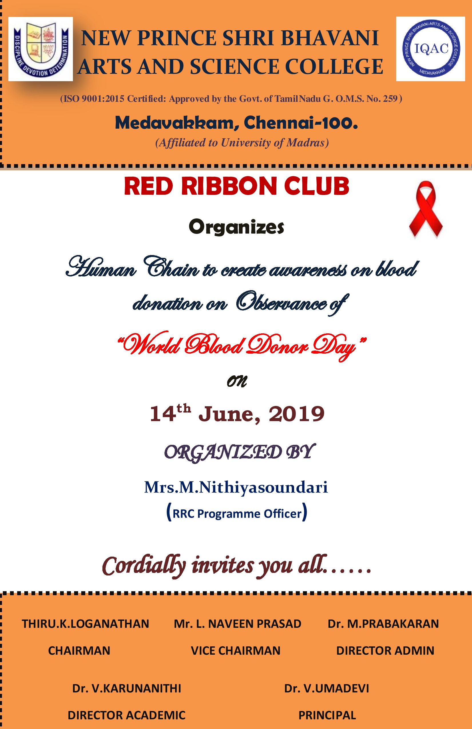RRC Invitation World Blood Donor Day 14.06.19